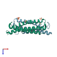 PDB entry 3gi7 coloured by chain, top view.