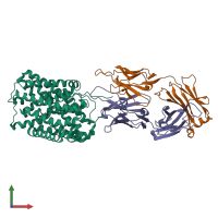 PDB entry 3gi8 coloured by chain, front view.