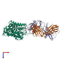 PDB entry 3gi8 coloured by chain, top view.