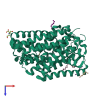 PDB entry 3gia coloured by chain, top view.