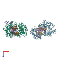 PDB entry 3gij coloured by chain, top view.
