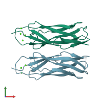 PDB entry 3gin coloured by chain, front view.