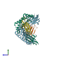 PDB entry 3giv coloured by chain, side view.