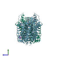 PDB entry 3gjc coloured by chain, side view.