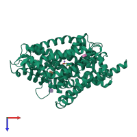 PDB entry 3gjd coloured by chain, top view.