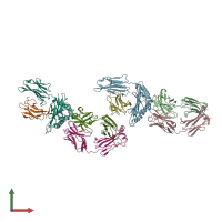 PDB entry 3gjf coloured by chain, front view.