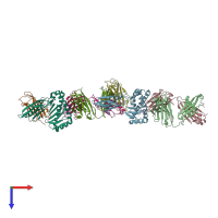 PDB entry 3gjf coloured by chain, top view.