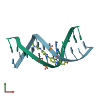 PDB entry 3gjj coloured by chain, front view.