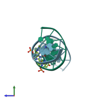 PDB entry 3gjj coloured by chain, side view.