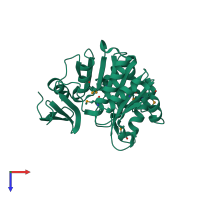 PDB entry 3gjy coloured by chain, top view.