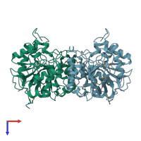 PDB entry 3gjz coloured by chain, top view.