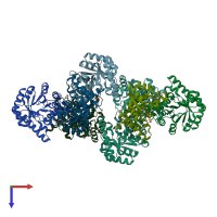 PDB entry 3gk0 coloured by chain, top view.