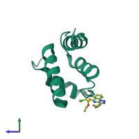 PDB entry 3gk4 coloured by chain, side view.