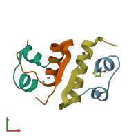 PDB entry 3gky coloured by chain, front view.