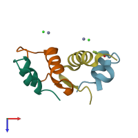 PDB entry 3gky coloured by chain, top view.