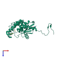 PDB entry 3gl5 coloured by chain, top view.