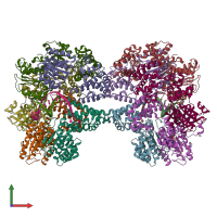 PDB entry 3glg coloured by chain, front view.