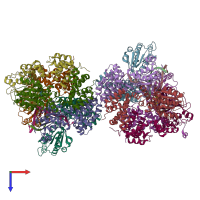 PDB entry 3glg coloured by chain, top view.