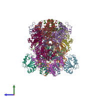 PDB entry 3gli coloured by chain, side view.