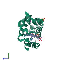 PDB entry 3gln coloured by chain, side view.