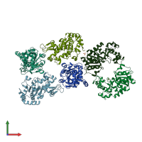 PDB entry 3gls coloured by chain, front view.