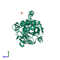 PDB entry 3glu coloured by chain, side view.