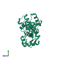 PDB entry 3glx coloured by chain, side view.