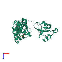 PDB entry 3glx coloured by chain, top view.