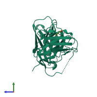 PDB entry 3gm0 coloured by chain, side view.