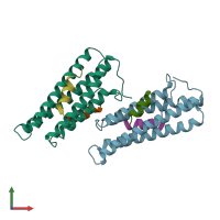 PDB entry 3gm1 coloured by chain, front view.