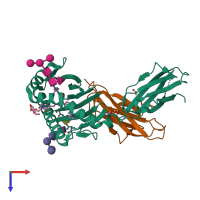 PDB entry 3gmm coloured by chain, top view.