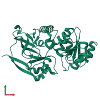 PDB entry 3gms coloured by chain, front view.