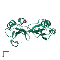 PDB entry 3gmu coloured by chain, top view.