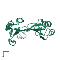 PDB entry 3gmv coloured by chain, top view.