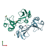 PDB entry 3gmx coloured by chain, front view.