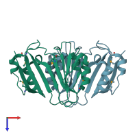 PDB entry 3gmy coloured by chain, top view.