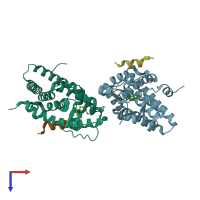 PDB entry 3gn8 coloured by chain, top view.