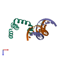PDB entry 3gna coloured by chain, top view.