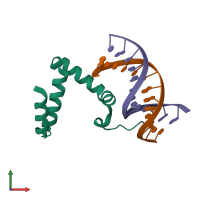 PDB entry 3gnb coloured by chain, front view.