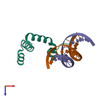 PDB entry 3gnb coloured by chain, top view.