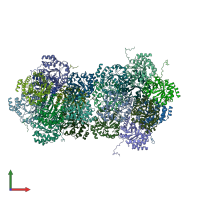 PDB entry 3gnd coloured by chain, front view.