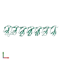 PDB entry 3gnf coloured by chain, front view.