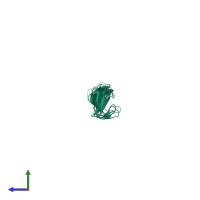 PDB entry 3gnf coloured by chain, side view.