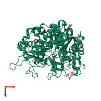 PDB entry 3gno coloured by chain, top view.