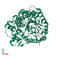 PDB entry 3gnp coloured by chain, front view.