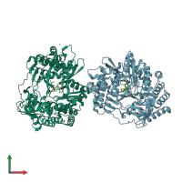 PDB entry 3gnw coloured by chain, front view.