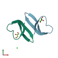 PDB entry 3gny coloured by chain, front view.