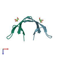 PDB entry 3gny coloured by chain, top view.