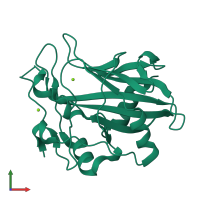 PDB entry 3gnz coloured by chain, front view.