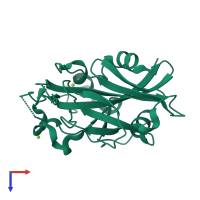 PDB entry 3gnz coloured by chain, top view.